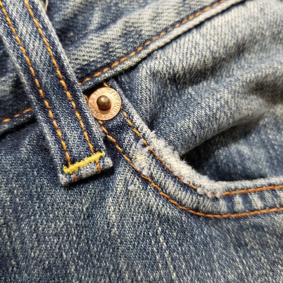 7FAM jeans 26 flare denim lightly distressed dirty aged wash U076004U-004U Y2K - Picture 5 of 16